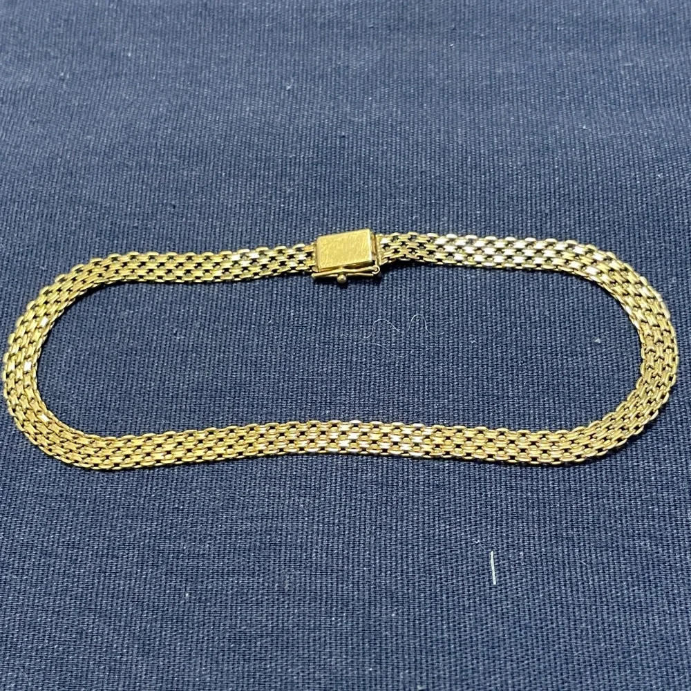 14K Gold Box Link Bracelet - Picture 3 of 7